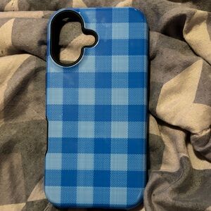 Blue Checkered Phone 16 Case